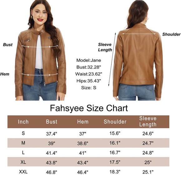 NWT faux leather jacket in camel - Picture 8 of 9
